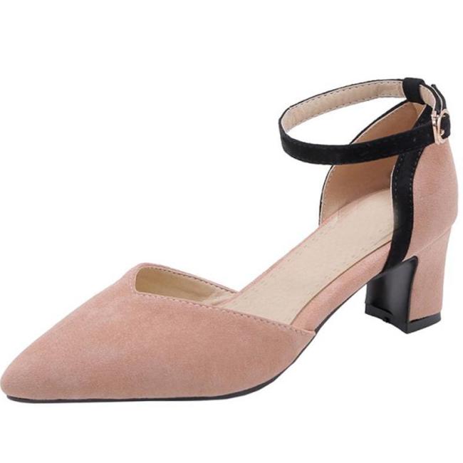 Summer Pointed Toe Chunky Heel Shoes