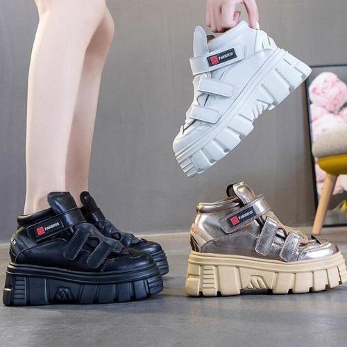 Solid Velcro High Platform Sneakers