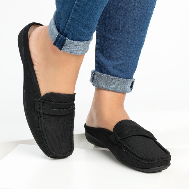 Perforated Loafers Flats - Black