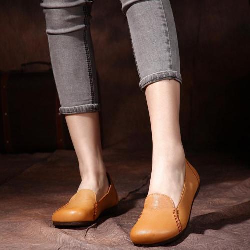 Handmade Sheep Leather Casual Flat Shoes For Women