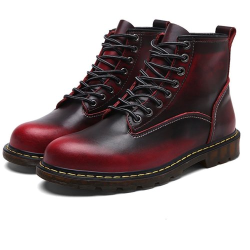 Male retro large leather worksuit Martin boots