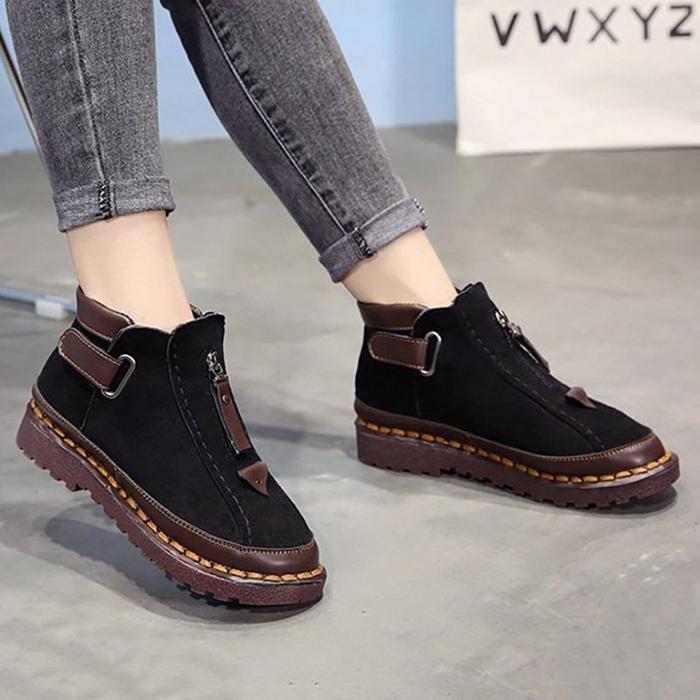 Womens New Style Platform Flat Bottom Martin Ankle Boots