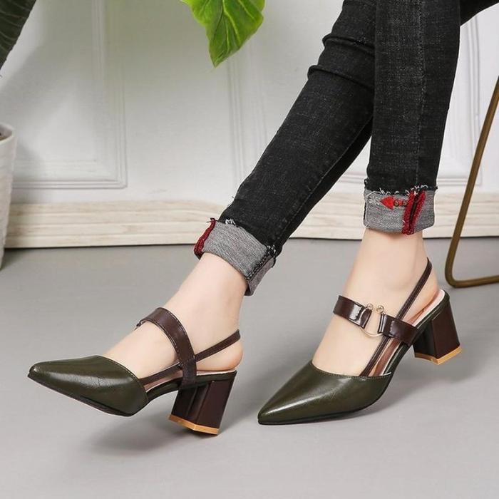 women's pointy chunky sandals large size shoes