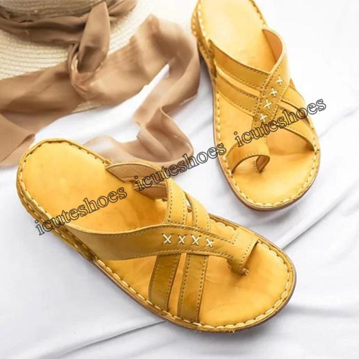 Summer Sandals For Women Beach Shoes Low Heels Wedges Shoes Women Flip Flops Gladiator Flat