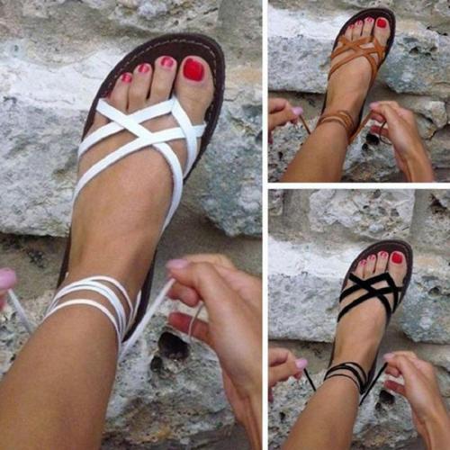 Ladies Ankle Strap Flats Flip Flops