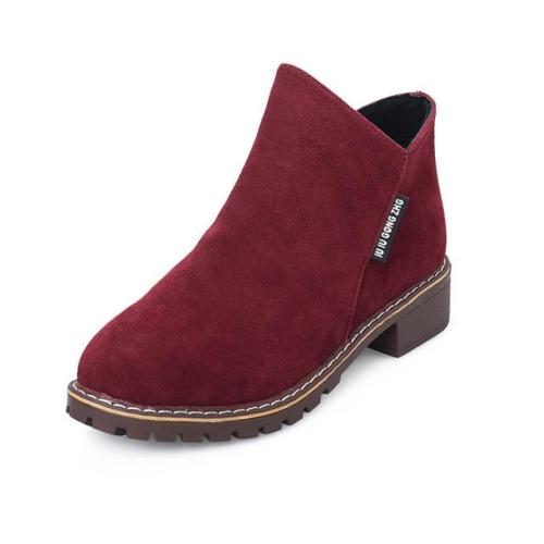 Ankle Boots Heels Shoes Woman Suede Leather