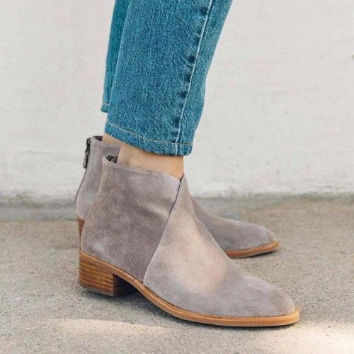 Contracted ladies pure color round-toed ankle boots