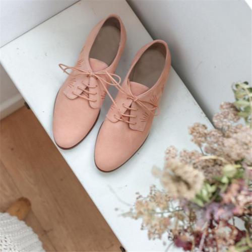 comfortable low heel front lace-up casual single shoes shoes