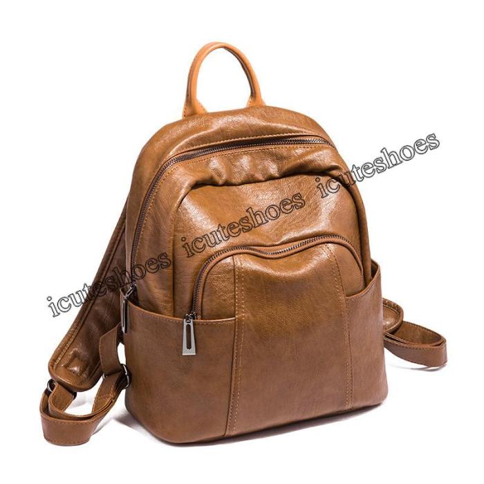 Stylish Shoulder Bag Girl's New Soft Leather Student Backpack Bag