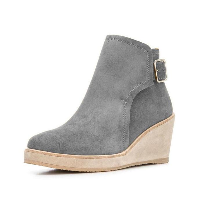Women Plus Size Snow Wedged Ankle Boots