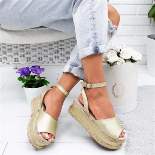 Women Ankle Strap Open Toe Wedge Sandals