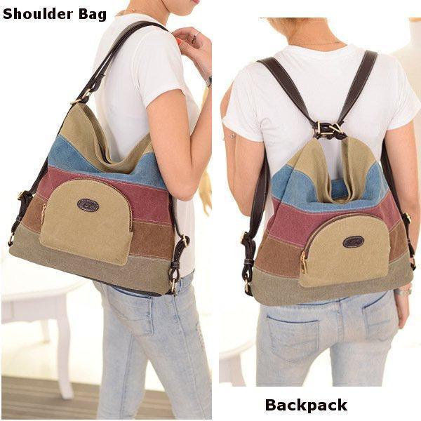 Casual Canvas Colorful Handbag Shoulder Bag Backpack