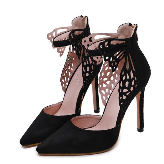 Elegant Stiletto Heel Party Zipper Pointed Toe Shoes