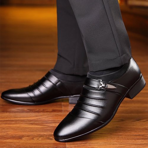 Men's breathable casual business dress pointed leather shoes