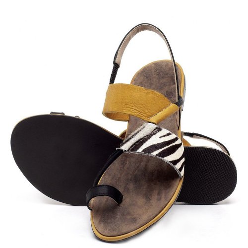 Summer New Bohemian Women's Sandals Flat Heel Elastic Flat Sole Women's Shoes Leopard Print