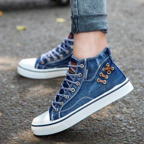 2019 New Women High Top Canvas Sneakers Denim Shoes