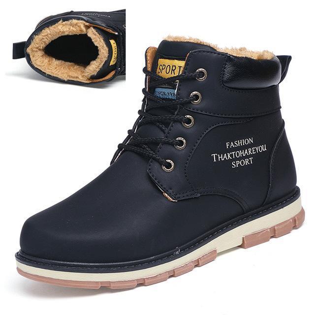 High Quality Pu Leather Waterproof Casual Warm Men Boots