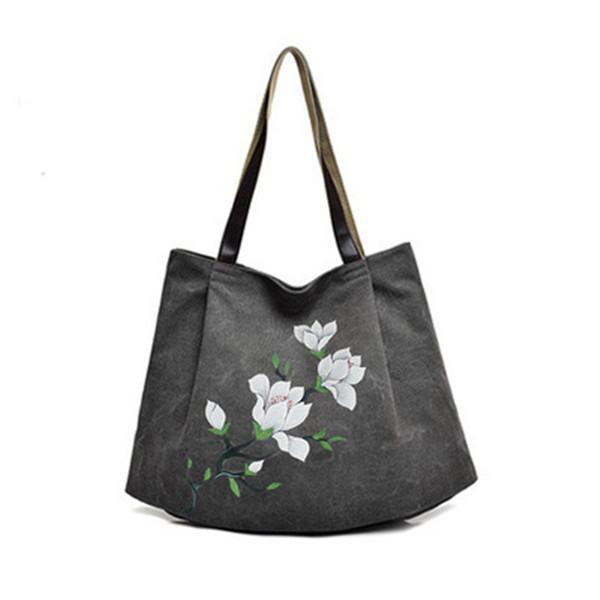 Hand Painted Flower Handbag Vintage Chinese Style Shopping Bag