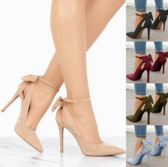 Suede Pointed Toe Back Thin High Heel Pumps Stiletto Party Shoes
