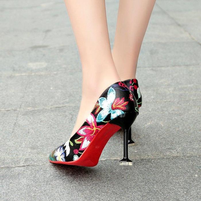 elegant high-heeled sexy pointed shoes wedding party shoes