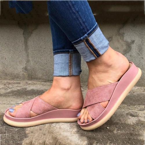 Flat Heel Comfy Open Toe Slippers Plus Size Womens Shoes