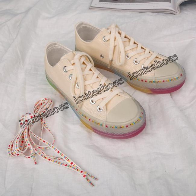 Transparent rainbow canvas shoes women new version shoes women