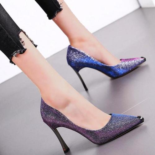 Women Sexy Pointed Toe Sequin Pumps Stilettos