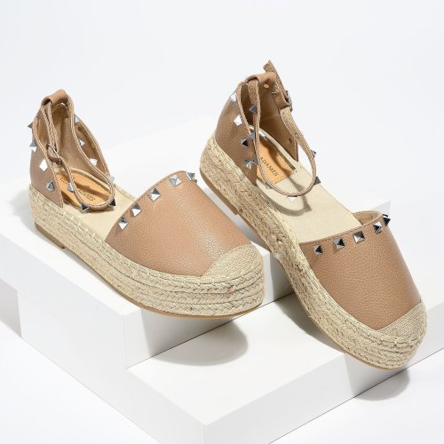 Beverly Studded Taupe Espadrilles
