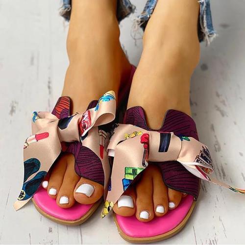 Women Fashion Casual Bow Flat Sandals
