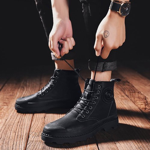 Men's High Help Casual Straight Tube Martin Boots