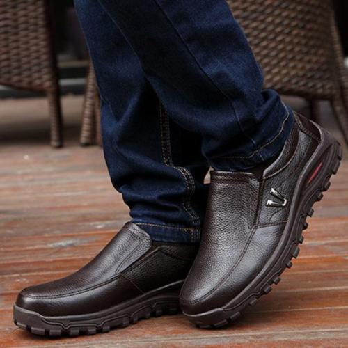 Men Large Size Cow Leather Wear-resistant Casual Shoes