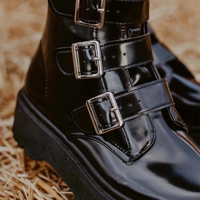 Women's fashion platform buckle Martin boots