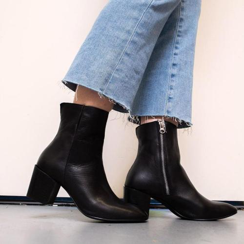Women's fashion high-heeled square head low boots
