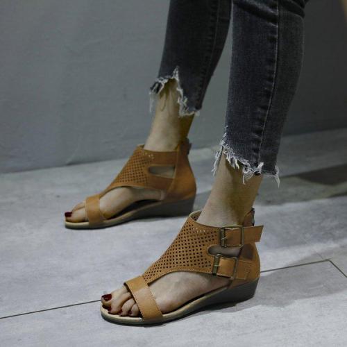 Large Size Roman Sandals Women Cross Border 2020 New Style Sandals Fashion Slope Heel Versatile Women's Shoes