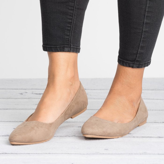 Angie Taupe Ballet Flats