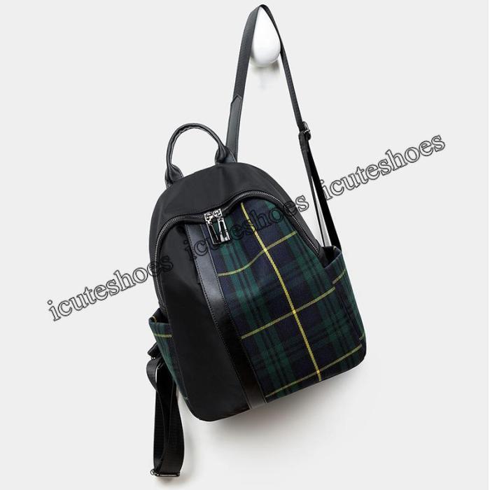 plaid shoulder bag women's new Oxford cloth backpack travel bag