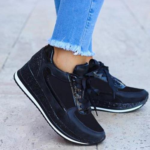 Casual Shiny Wedge Sneakers