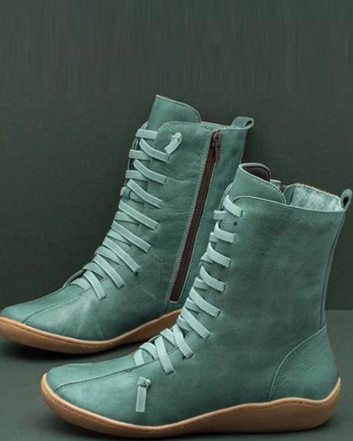 Leatherette High Top Zip Boots