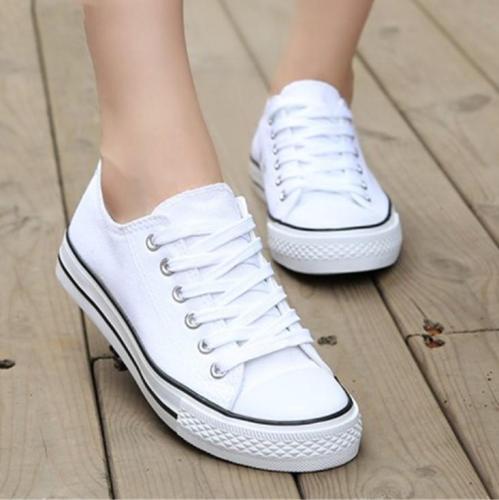 Candy Color Women Simple Casual Canvas Lace-Up Sneakers