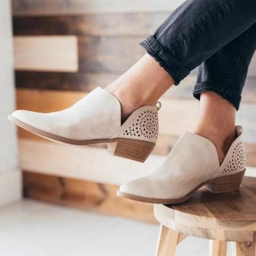 Fashion Square Middle Heel Ankle Boots