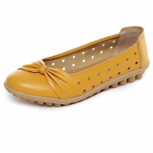 Woman Summer Flats Hollow Out Comfortable Soft Genuine Leather Loafers