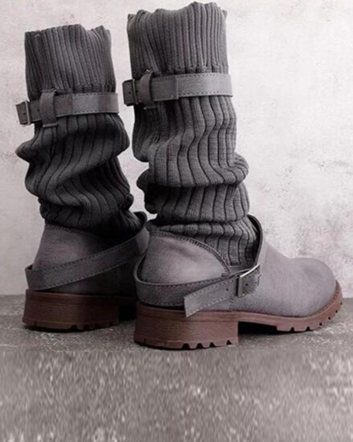 Vintage Belted Knitted Sock Boots