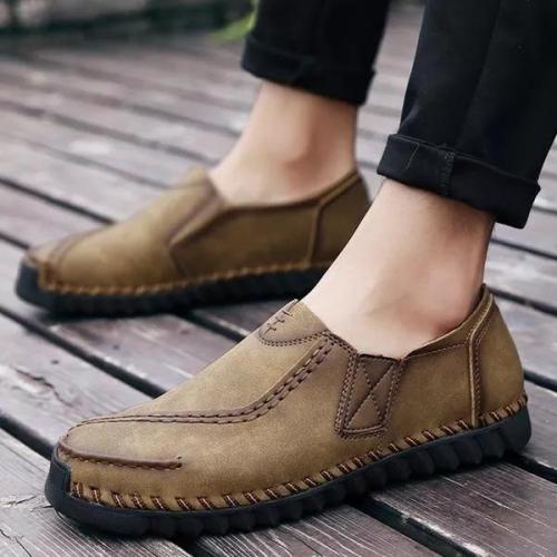 Men Casual Hand Stitching Retro Slip On Loafers Flats