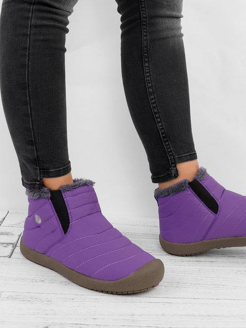 Women Large Size Waterproof Fur Lined Slip On Boots