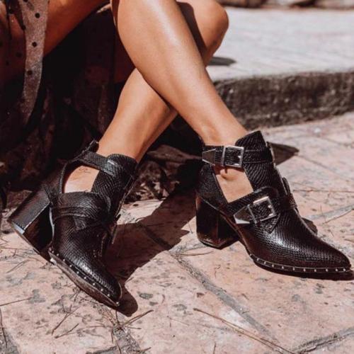 Womens fashion pointy low-cut heel ankle boots