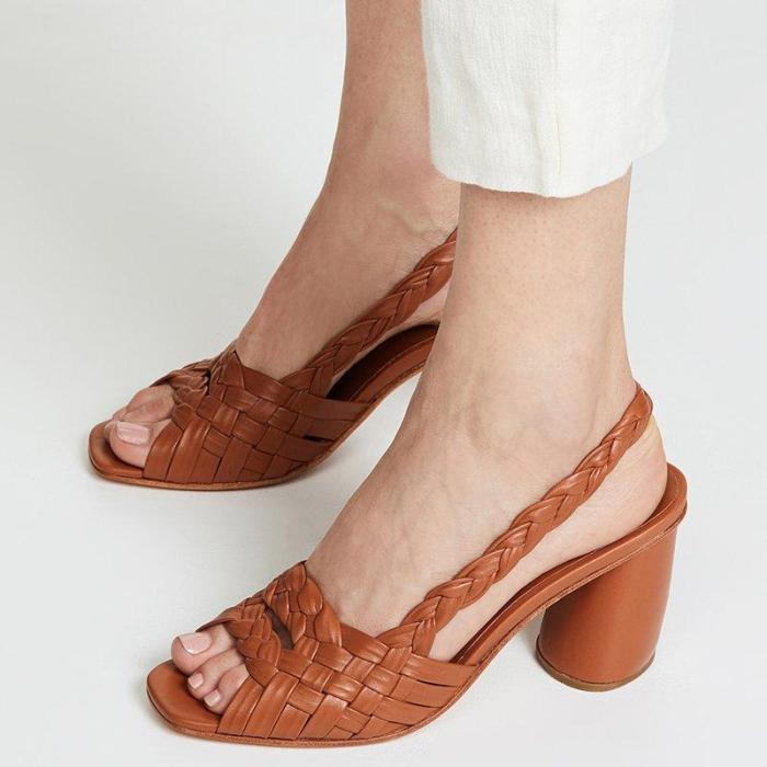 Women Summer Peop Toe Chunky Heel Sandals