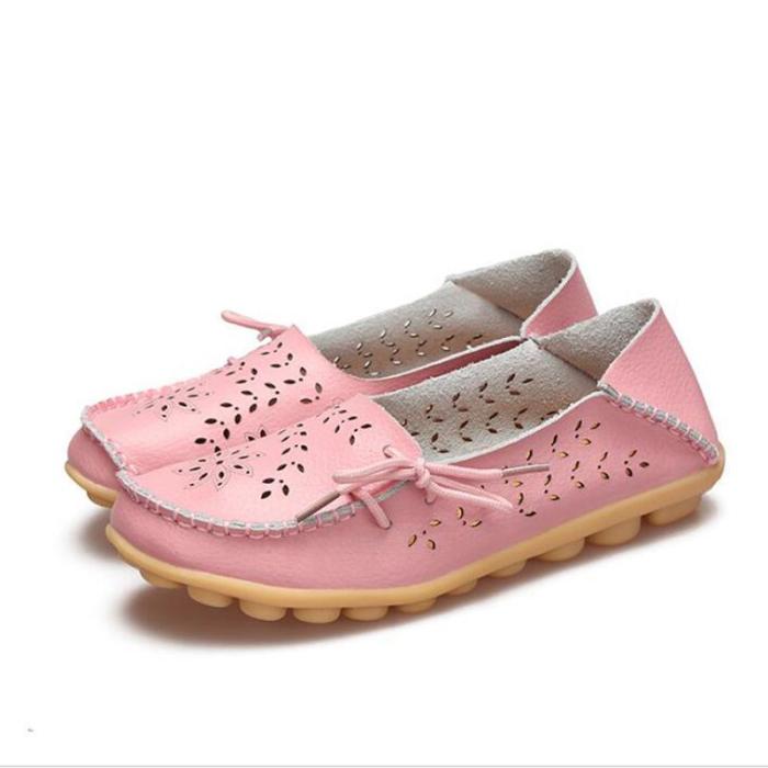 Women's Hollow-out Bow Trim Summer Flat Shoes