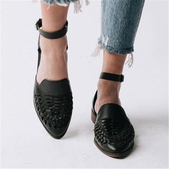 Women's Woven Hollow Pointed   Flat Shoes
