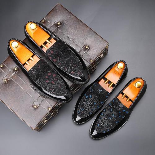 European and American Tide Shoes Men's Embroidered Leather Shoes