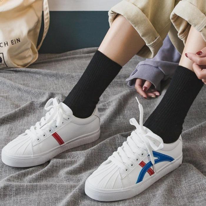 Street Style Flat Artificial Leather Upper Student Sneakers